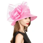 Elegant fashion fancy church hat with bowknot for women 2025 Wedding Hat PP Satin Braid Hat - Image 3