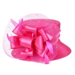 Elegant fashion fancy church hat with bowknot for women 2025 Wedding Hat PP Satin Braid Hat - Image 7