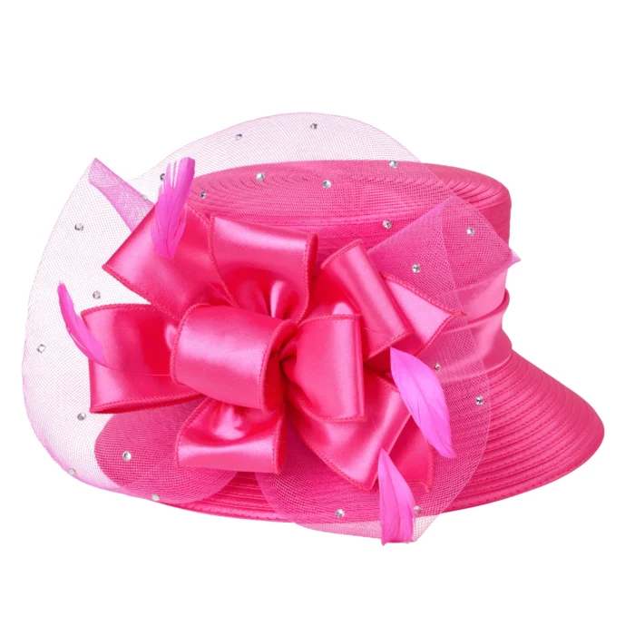 Elegant fashion fancy church hat with bowknot for women 2025 Wedding Hat PP Satin Braid Hat - Image 7