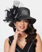 Elegant fashion fancy church hat with bowknot for women 2025 Wedding Hat PP Satin Braid Hat - Image 2