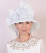 Elegant fashion fancy church hat with bowknot for women 2025 Wedding Hat PP Satin Braid Hat