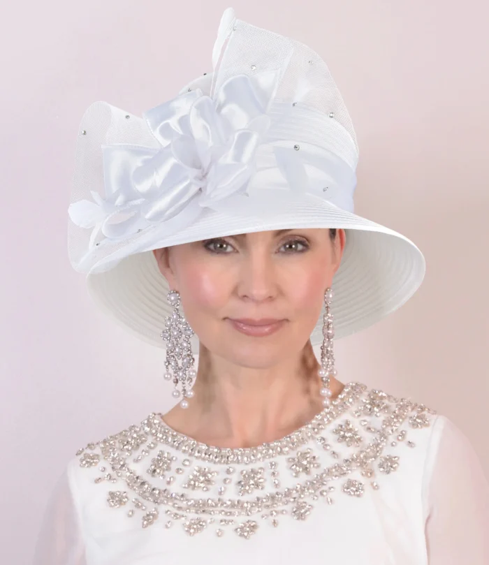 Elegant fashion fancy church hat with bowknot for women 2025 Wedding Hat PP Satin Braid Hat - Image 1
