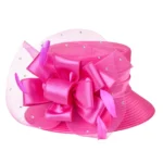 Elegant fashion fancy church hat with bowknot for women 2025 Wedding Hat PP Satin Braid Hat - Image 4