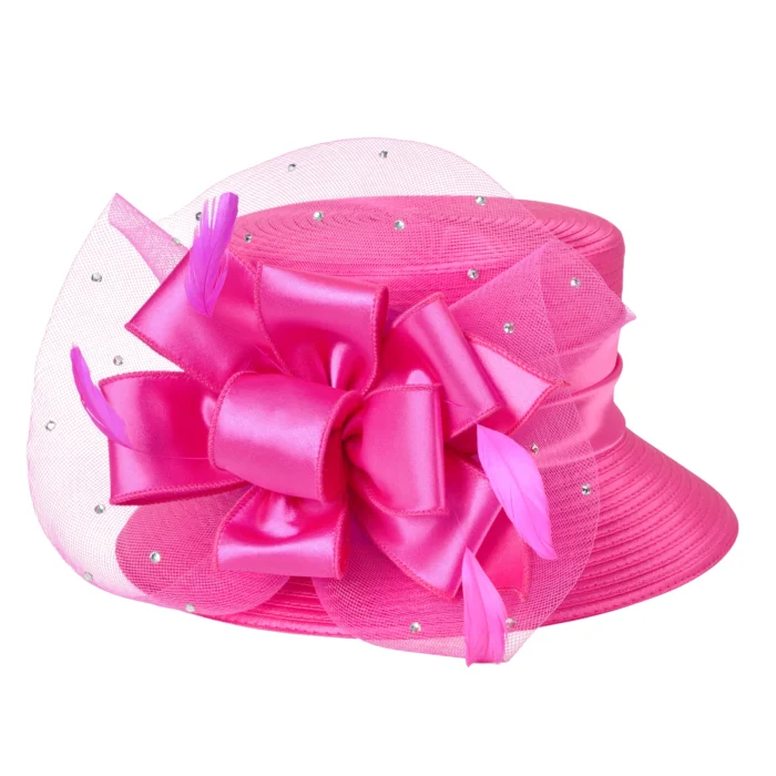 Elegant fashion fancy church hat with bowknot for women 2025 Wedding Hat PP Satin Braid Hat - Image 4