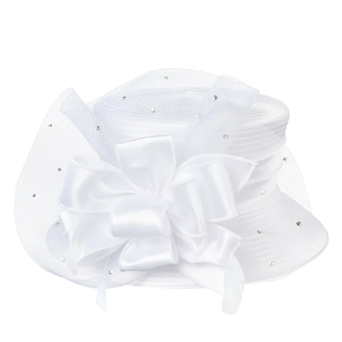 Elegant fashion fancy church hat with bowknot for women 2025 Wedding Hat PP Satin Braid Hat - Image 11