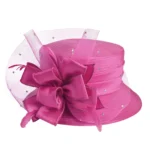 Elegant fashion fancy church hat with bowknot for women 2025 Wedding Hat PP Satin Braid Hat - Image 8