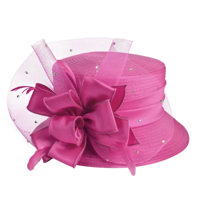 Elegant fashion fancy church hat with bowknot for women 2025 Wedding Hat PP Satin Braid Hat - Image 8