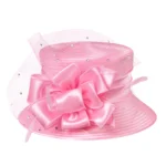 Elegant fashion fancy church hat with bowknot for women 2025 Wedding Hat PP Satin Braid Hat - Image 9