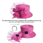 Elegant fashion fancy church hat with bowknot for women 2025 Wedding Hat PP Satin Braid Hat - Image 6